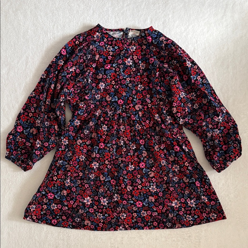 Crewcuts | Fall Floral Corduroy Long Puff Sleeve Cotton Dress BV528 (10)